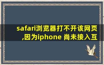 safari浏览器打不开该网页,因为iphone 尚未接入互联网